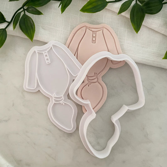 Baby onesie / sleeper with knot Cookie Cutter & Fondant Embosser