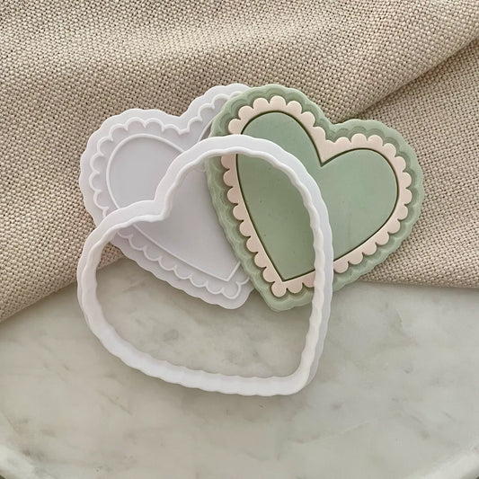 Scalloped heart frame Cookie Cutter & Fondant Embosser