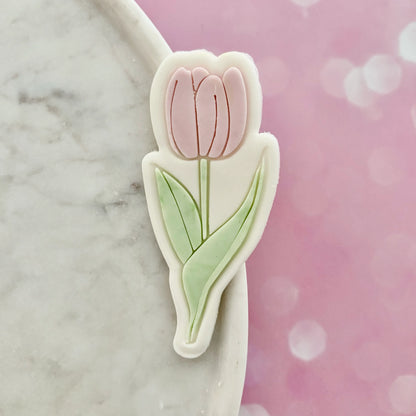 Single Tulip stem Cookie Cutter & Fondant Embosser