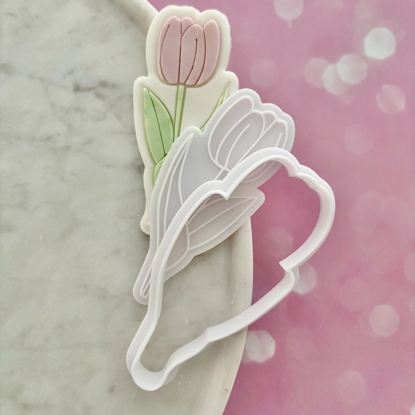 Single Tulip stem Cookie Cutter & Fondant Embosser
