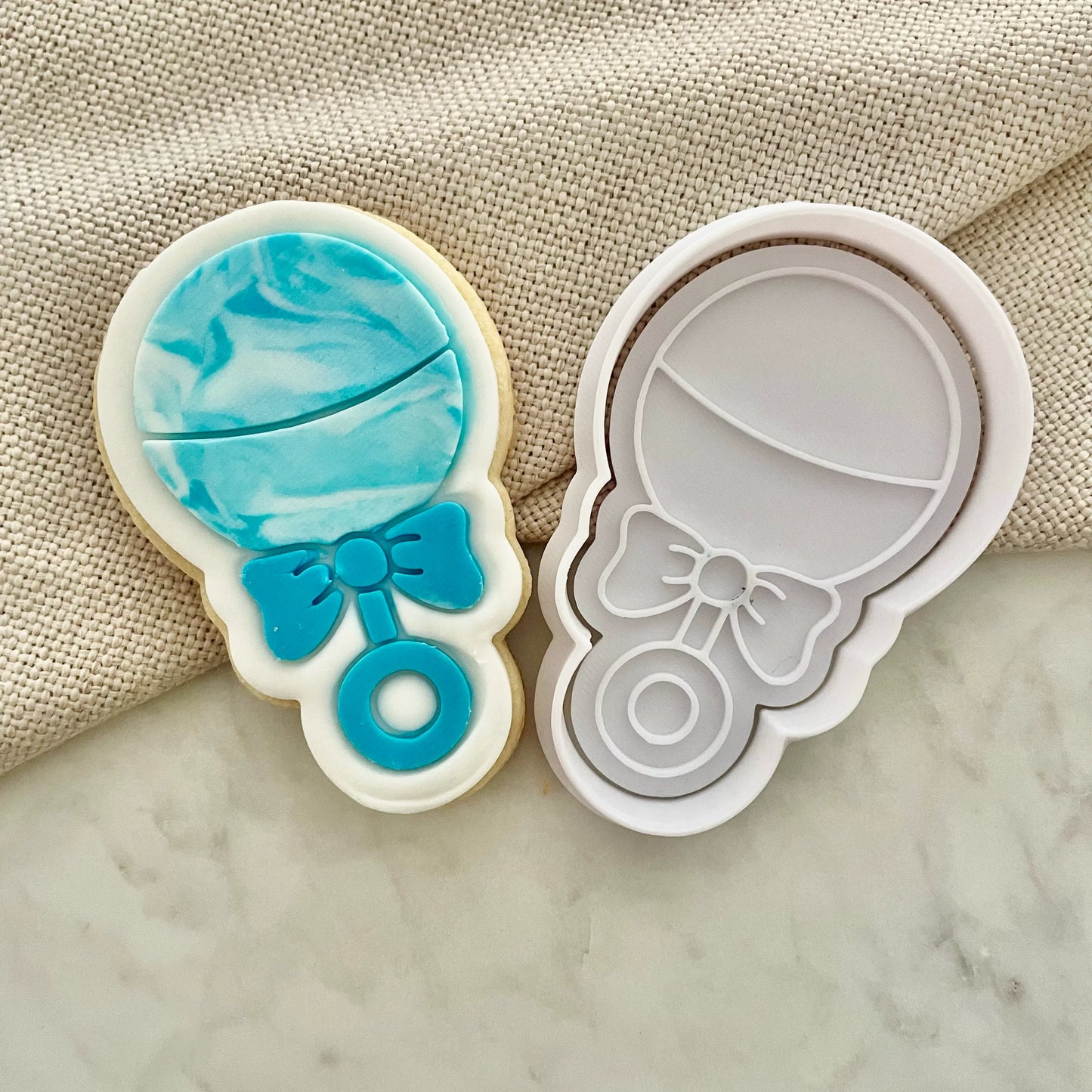Baby Rattle Cookie Cutter & Fondant Embosser