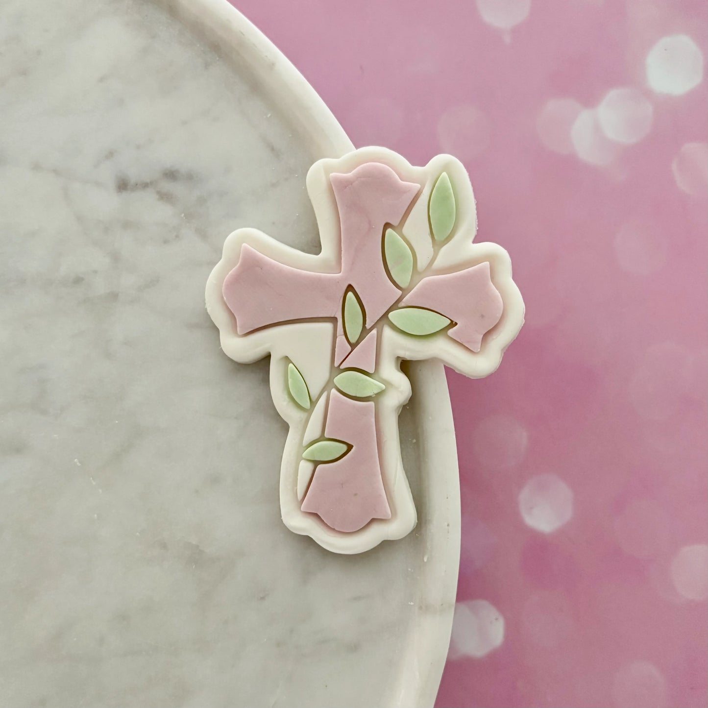 Cross with Leaves Cookie Cutter & Fondant Embosser