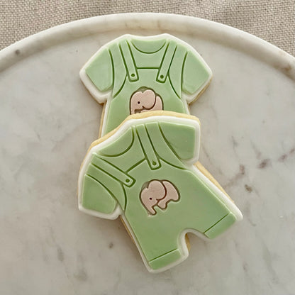 Baby Overalls with Elephant Cookie Cutter & Fondant Embosser