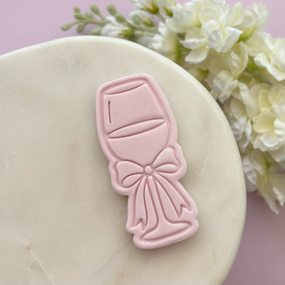 Wine Glass with Bow Cookie Stamp & Cutter