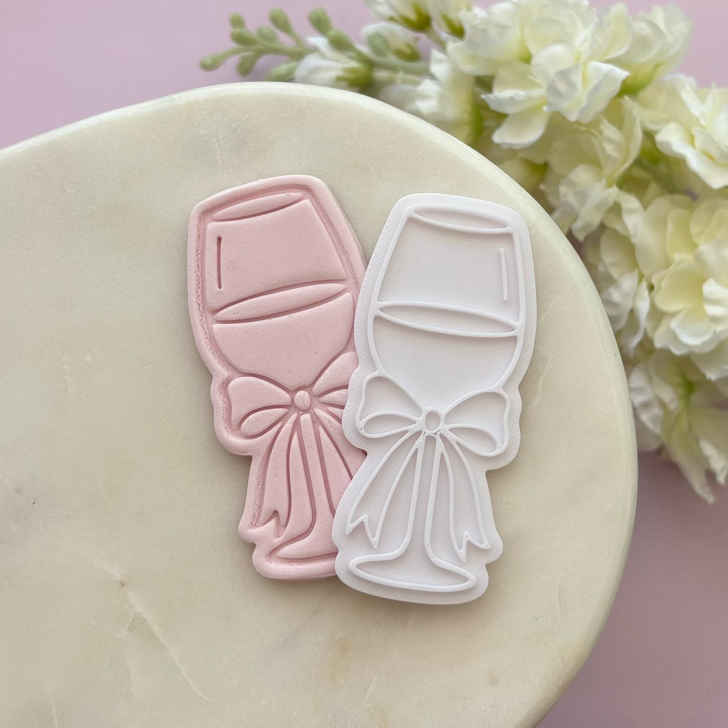 Wine Glass with Bow Cookie Stamp & Cutter