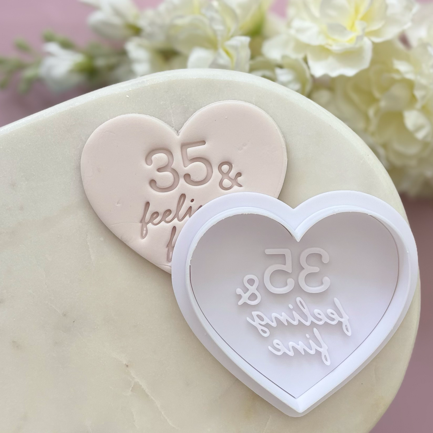 35 & feeling fine Cookie Stamp & Cutter