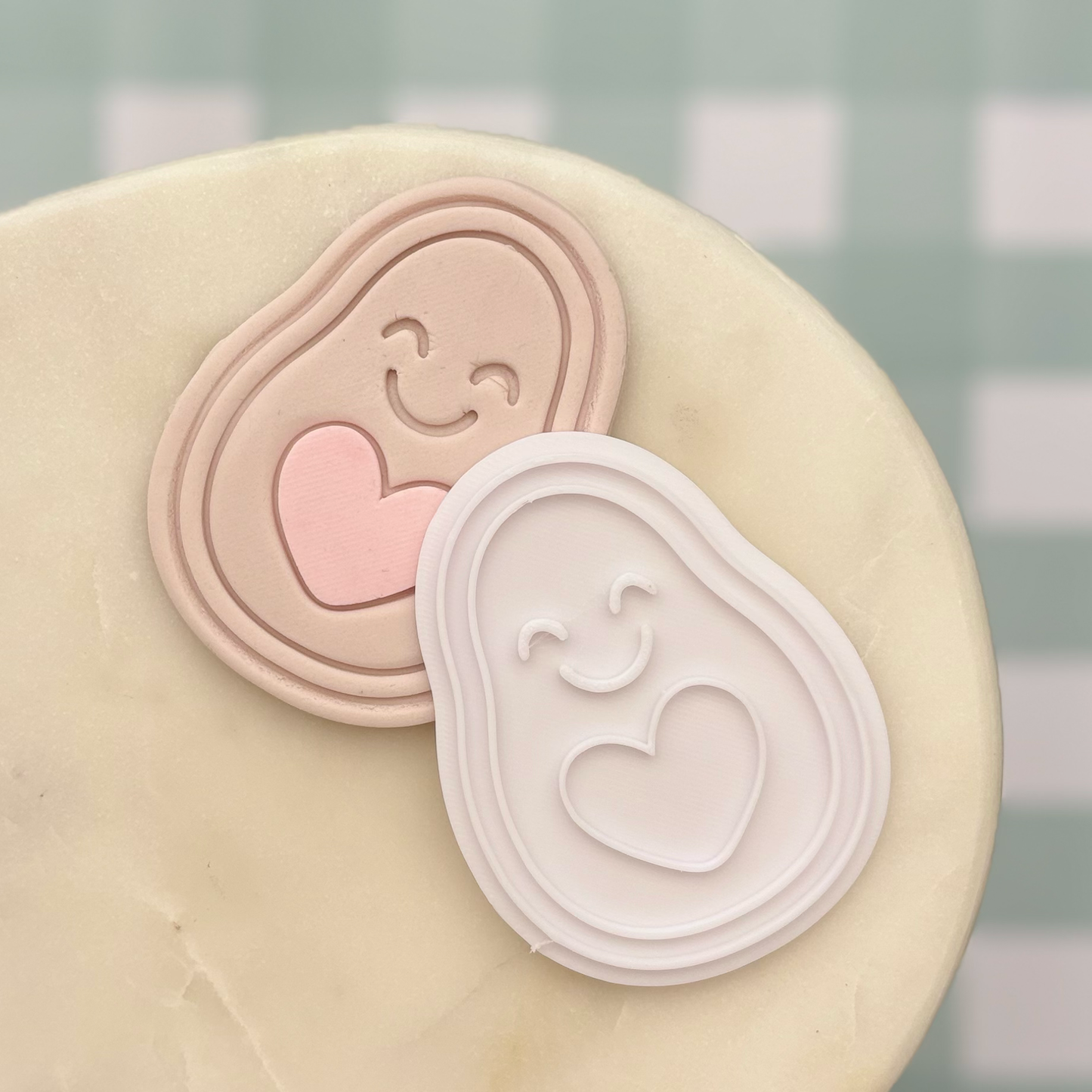 Avocado with heart Cookie Stamp & Cutter