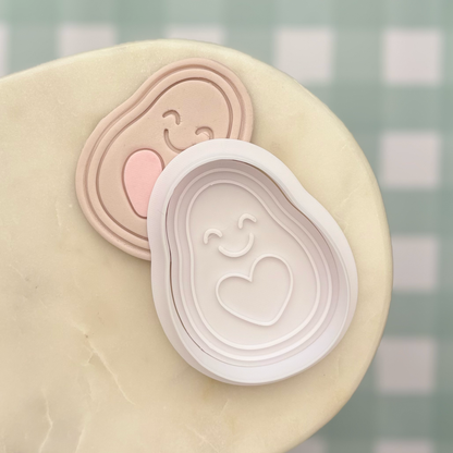 Avocado with heart Cookie Stamp & Cutter