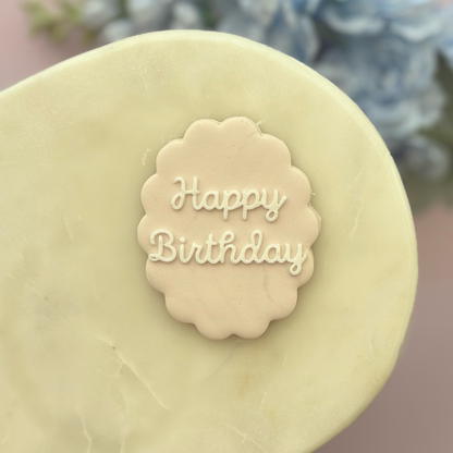 Cursive 'Happy Birthday" Cookie Debossor
