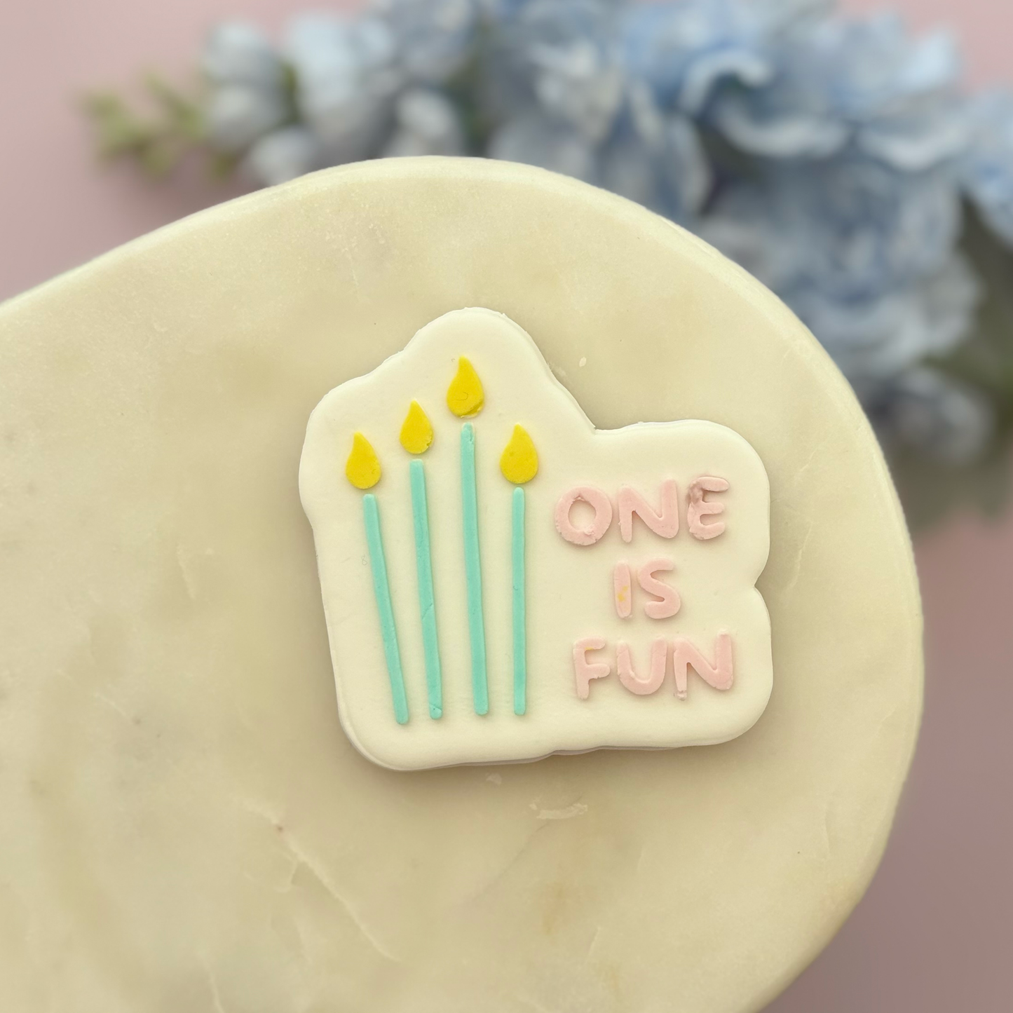 One is Fun (candles) Cookie Debossor & Cutter