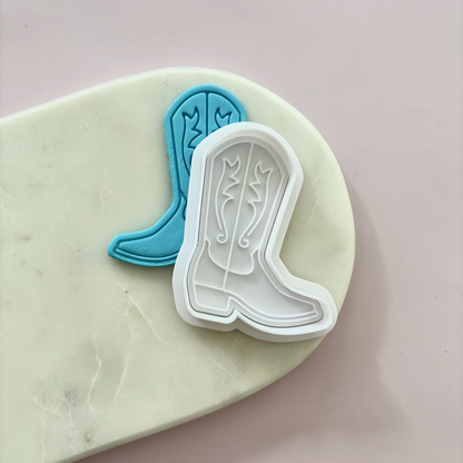 Cow Boy Boot Cookie Stamp & Cutter