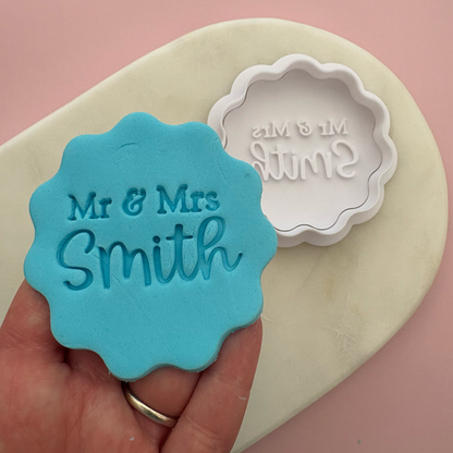 Custom Mr & Mrs wedding cookie stamp