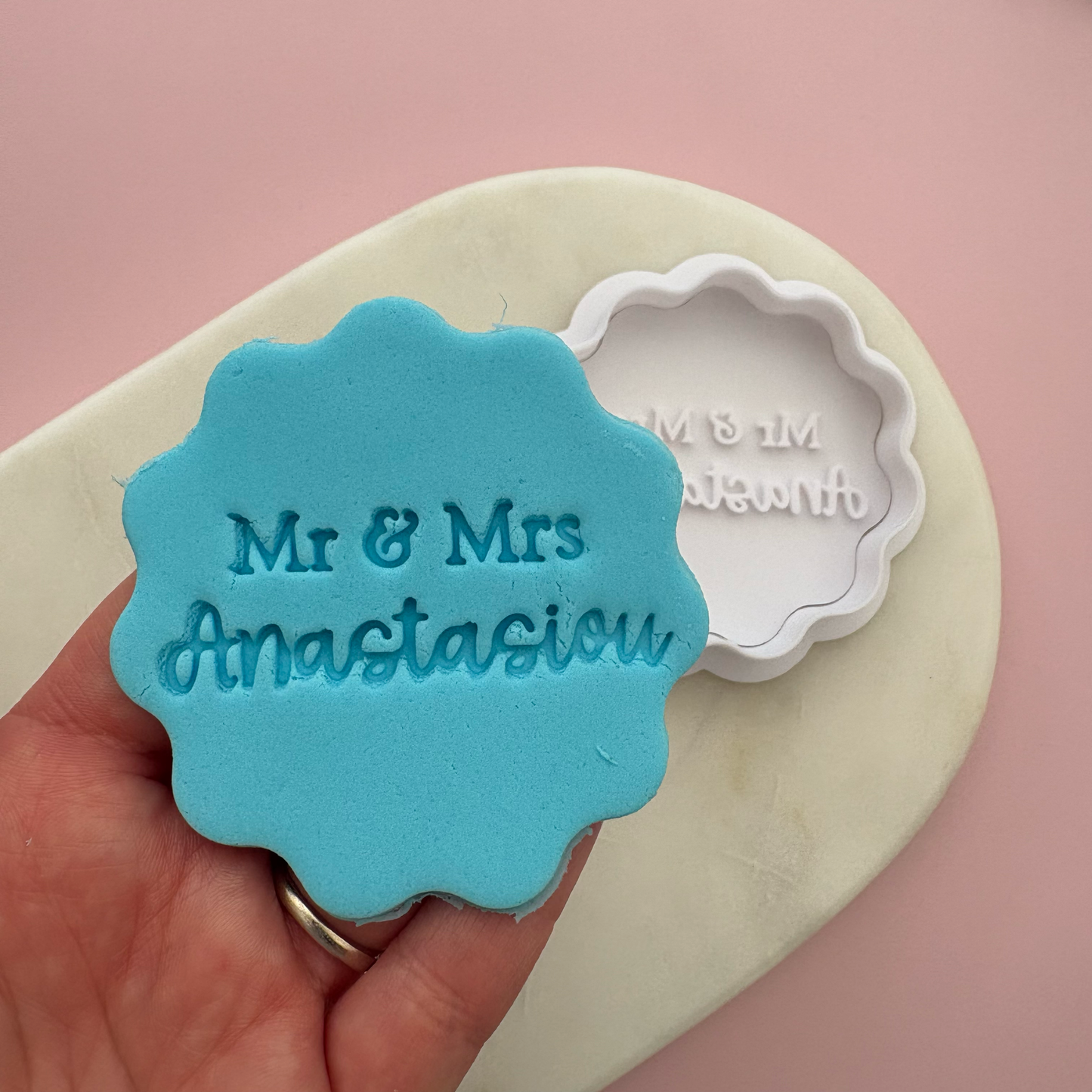 Custom Mr & Mrs wedding cookie stamp