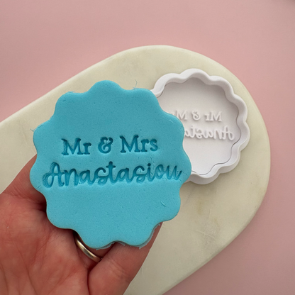 Custom Mr & Mrs wedding cookie stamp