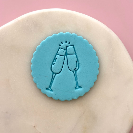 Champagne Glasses Cookie Stamp & Cutter