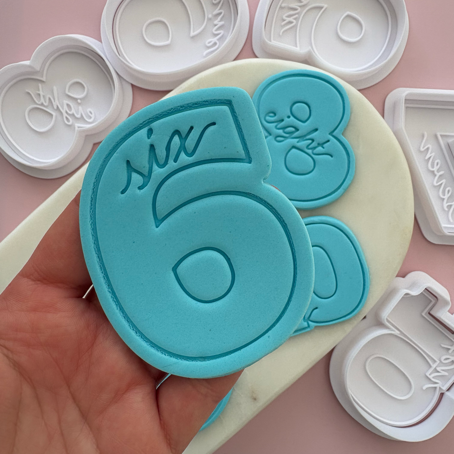Cursive Number Cookie Stamp & Cutter