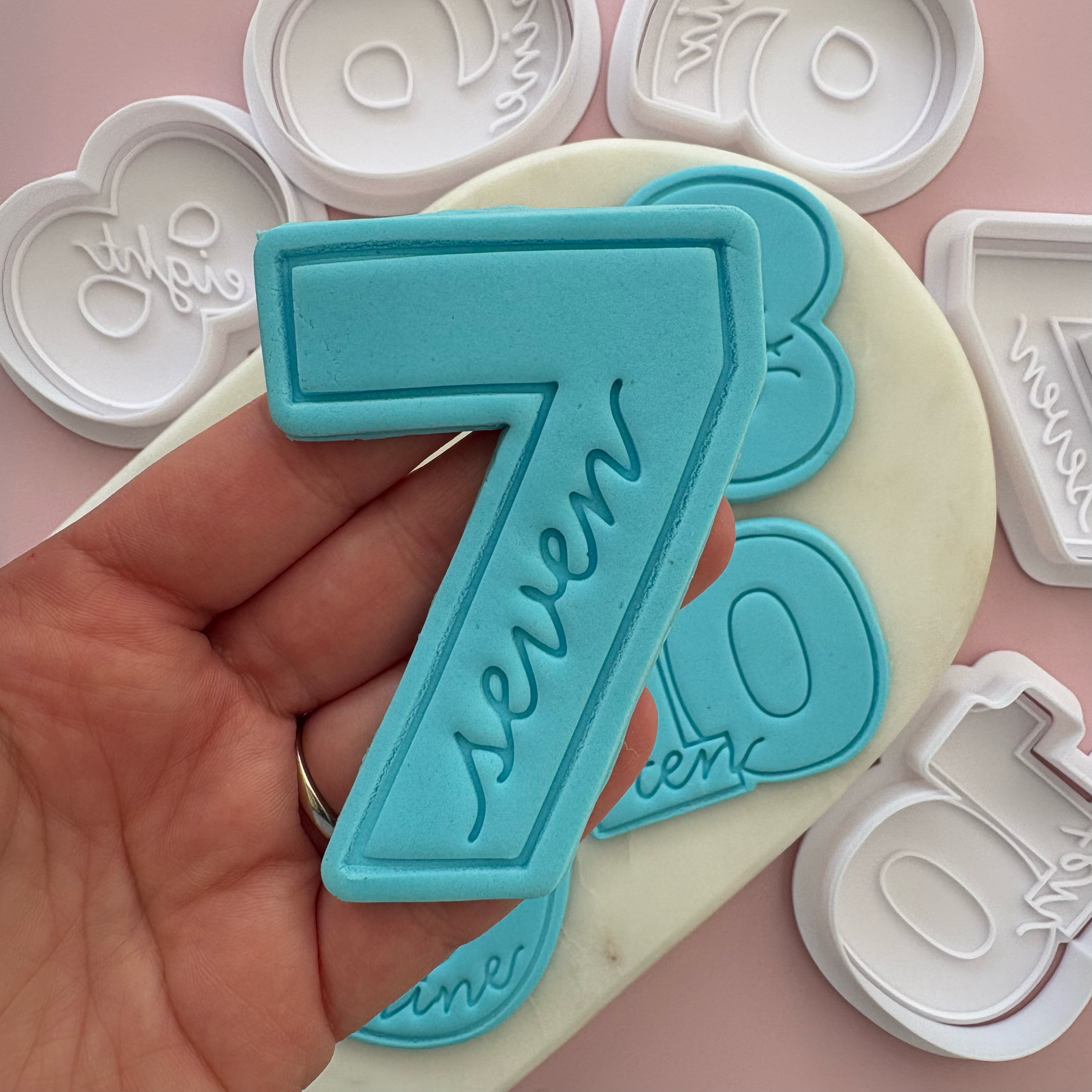 Cursive Number Cookie Stamp & Cutter
