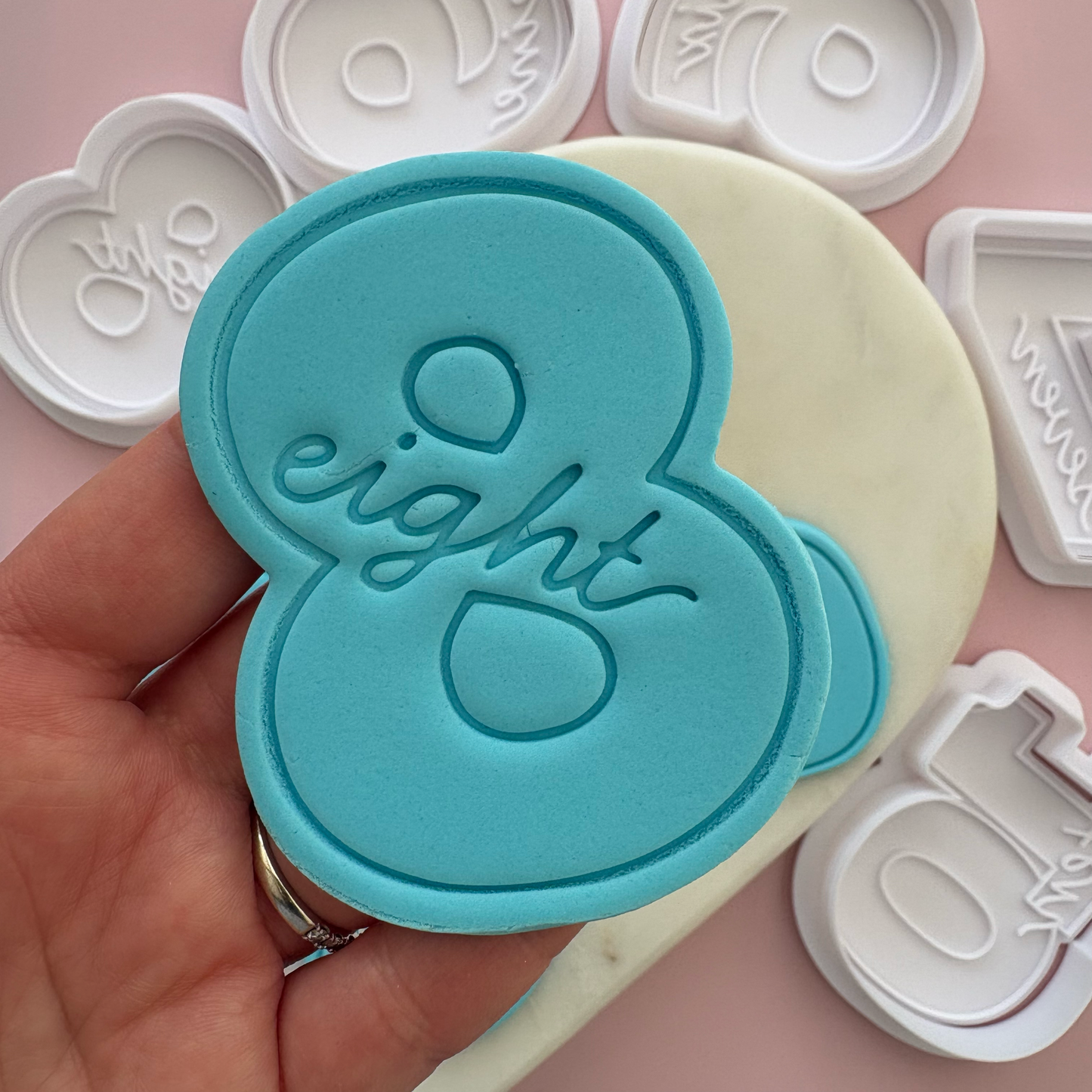 Cursive Number Cookie Stamp & Cutter