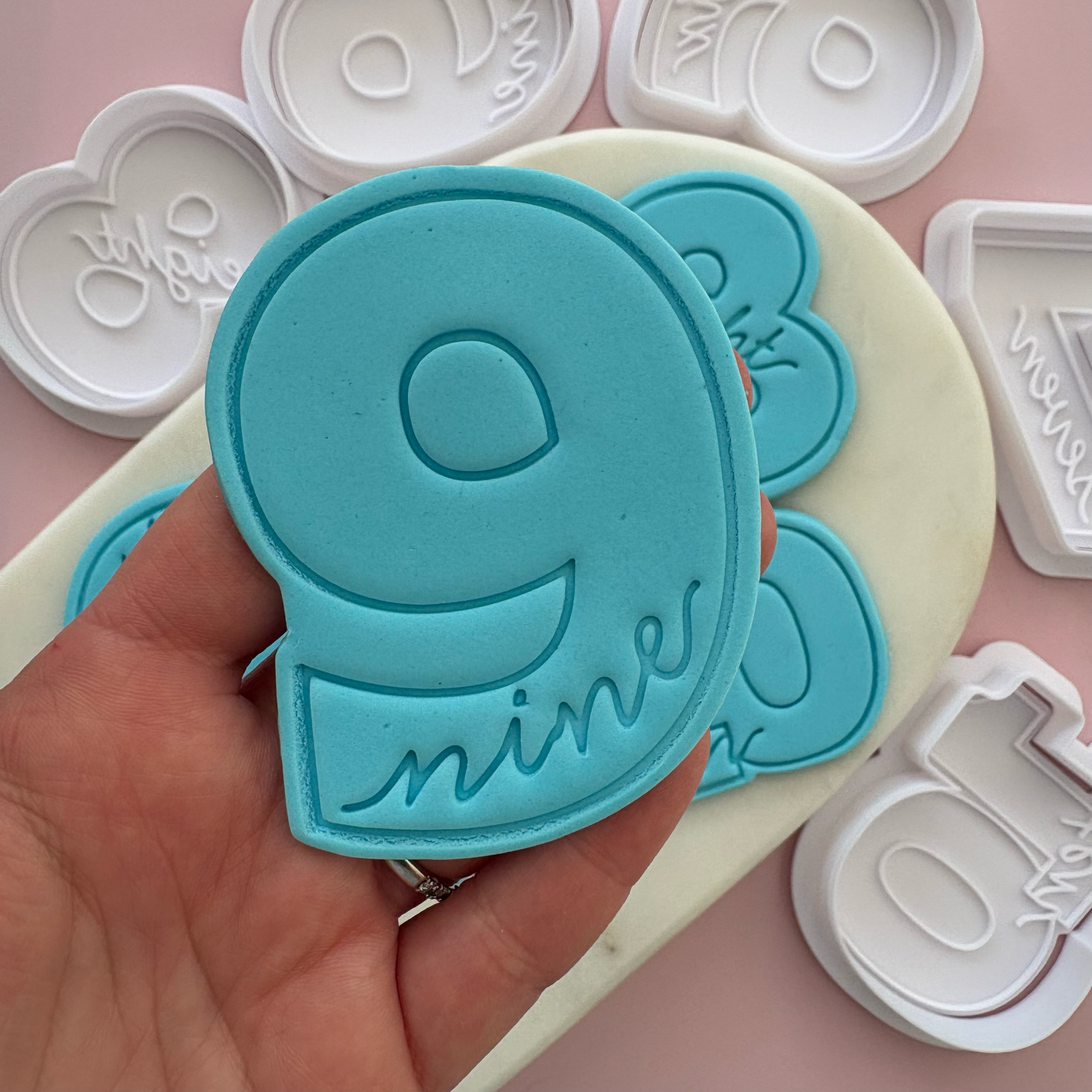 Cursive Number Cookie Stamp & Cutter