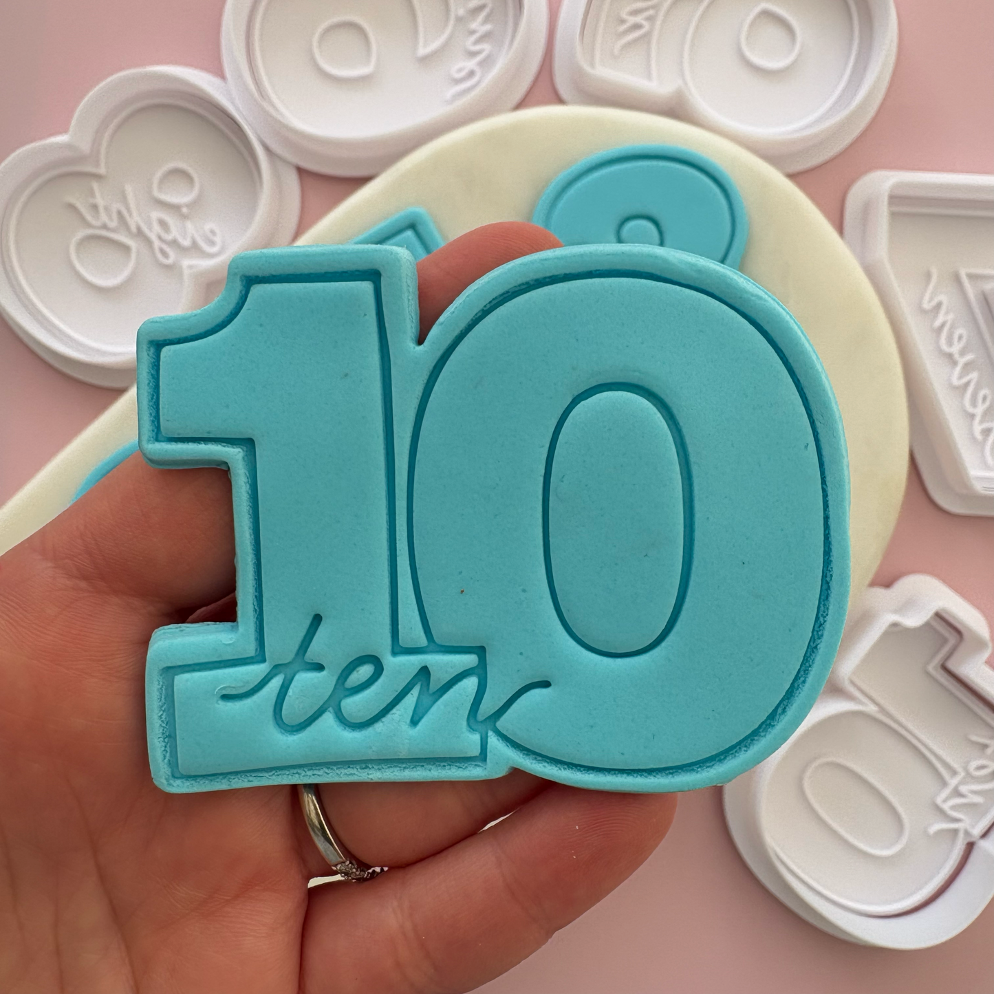 Cursive Number Cookie Stamp & Cutter