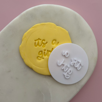 It's a Girl (cursive) Cookie Stamp