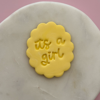 It's a Girl (cursive) Cookie Stamp