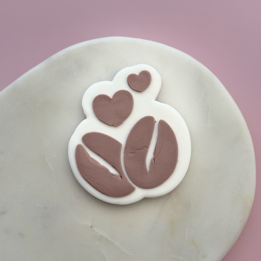 Coffee Beans with hearts Cookie Debossor & Cutter