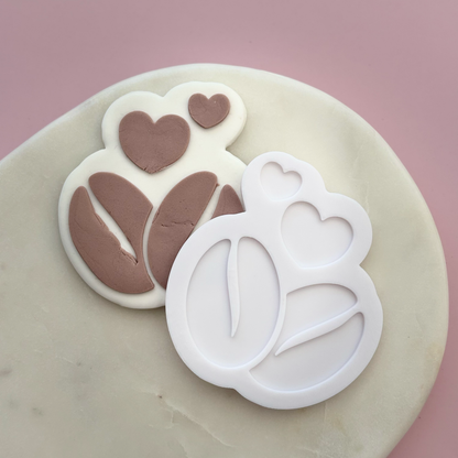 Coffee Beans with hearts Cookie Debossor & Cutter