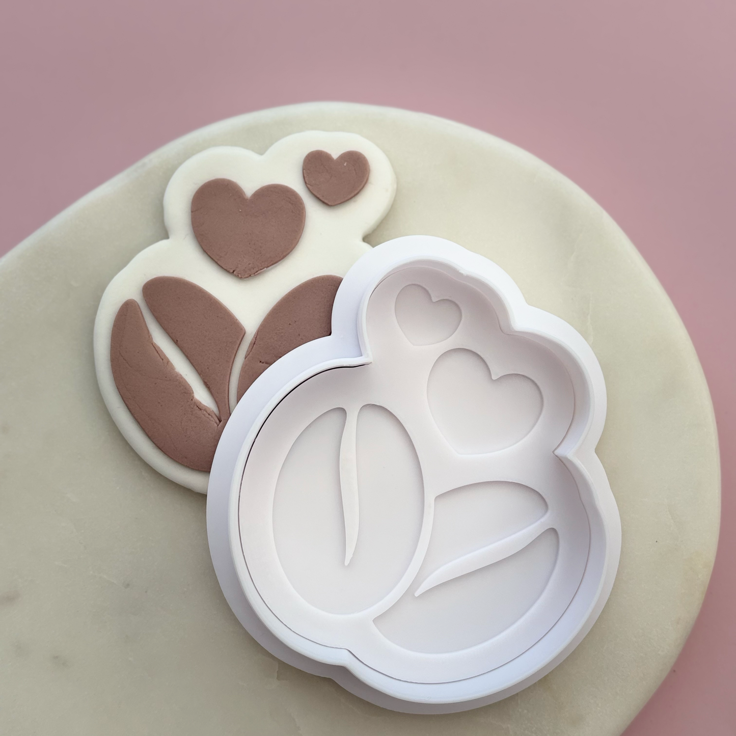 Coffee Beans with hearts Cookie Debossor & Cutter