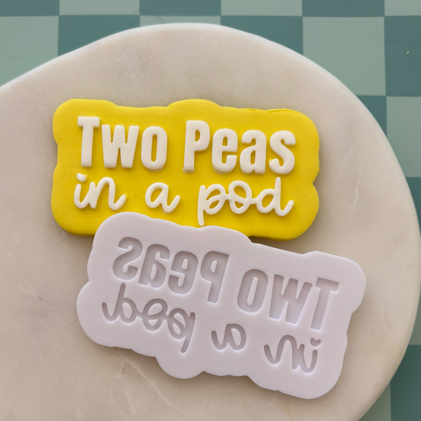 Two Peas in a Pod (word stamp) Cookie Debossor & Cutter