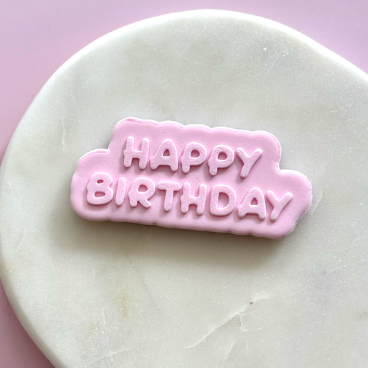 Bubble Happy Birthday Cookie Debossor & Cutter
