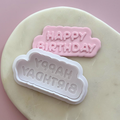 Bubble Happy Birthday Cookie Debossor & Cutter