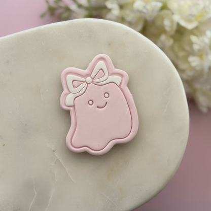 Ghost with bow Cookie Stamp & Cutter