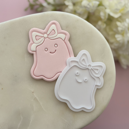 Ghost with bow Cookie Stamp & Cutter