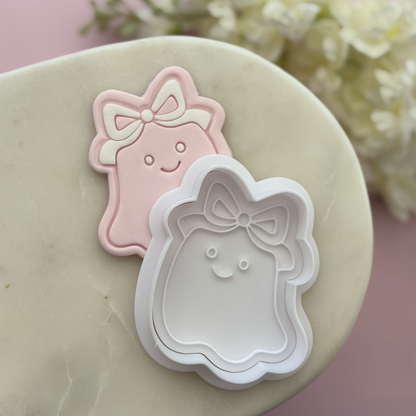 Ghost with bow Cookie Stamp & Cutter