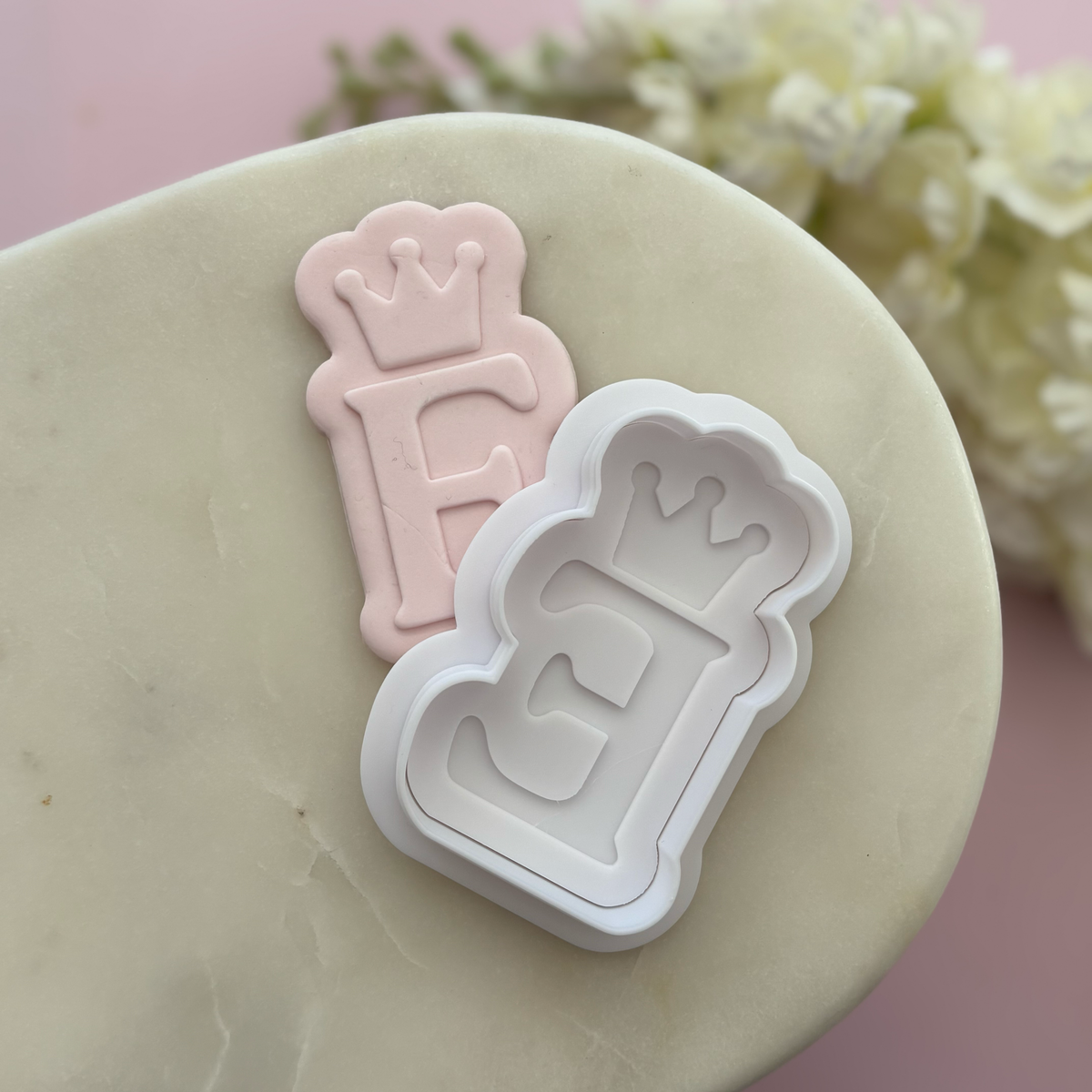 Letter with crown Cookie Debossor & Cutter