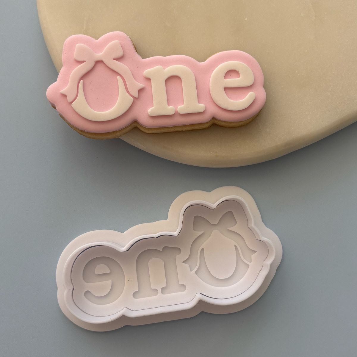 Bow One Cookie Debossor & Cutter