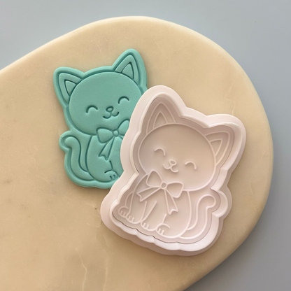 Black cat Cookie Stamp & Cutter
