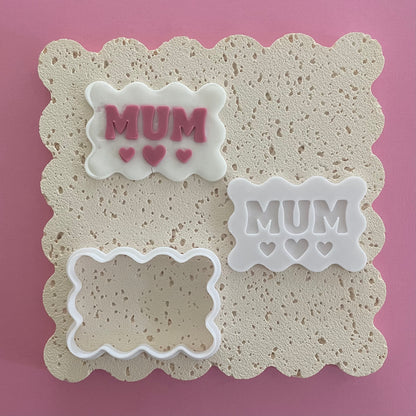 Mum Frilly Cookie Cutter & Fondant Debosser