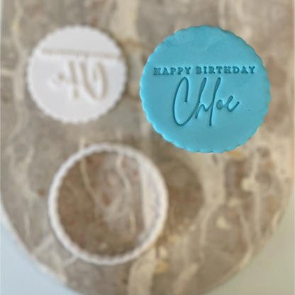 Custom Name Happy Birthday Cookie Cutter & Fondant Embosser