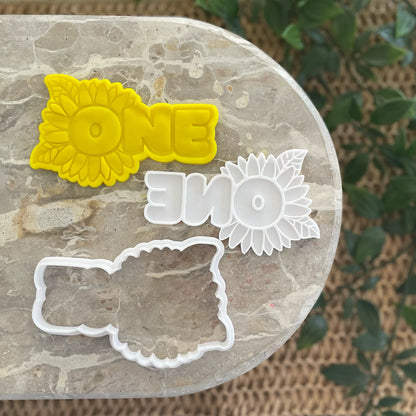 ONE sunflower Cookie Cutter & Fondant Embosser
