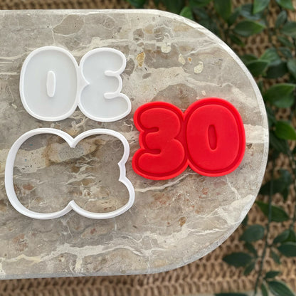 Bubble number Cookie Cutter & Fondant Embosser