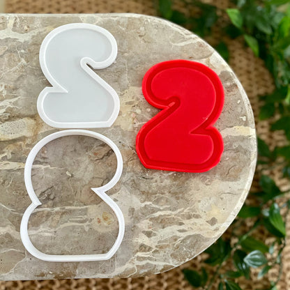 Bubble number Cookie Cutter & Fondant Embosser