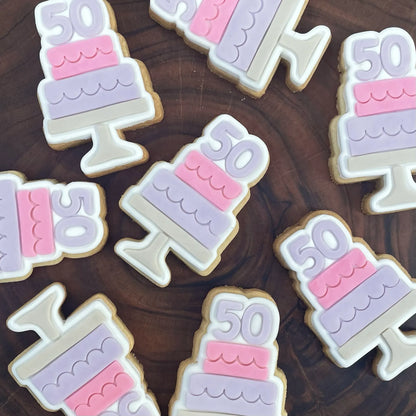 Cake Stand with numbers Cookie Cutter & Fondant Embosser