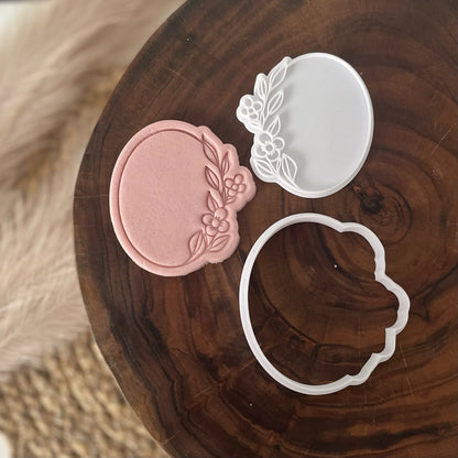 Floral Oval Cookie Cutter & Fondant Embosser