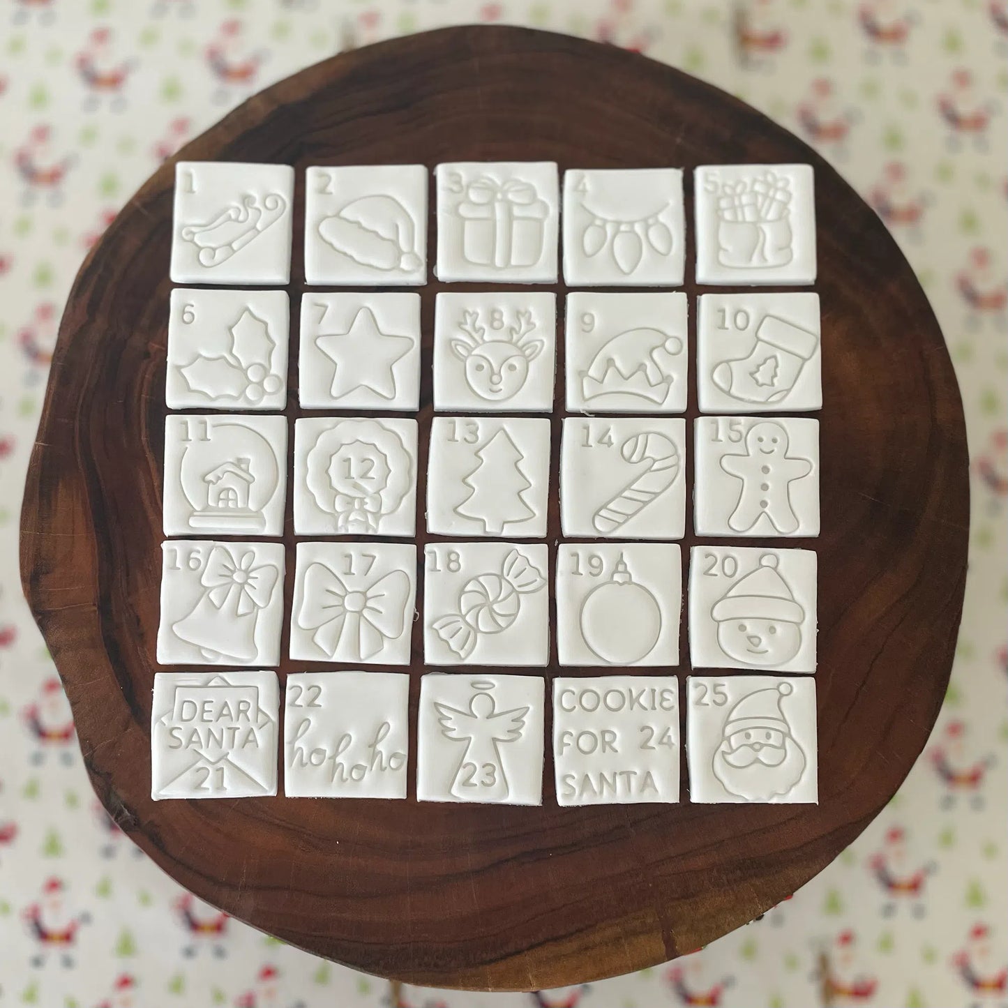 25 Day Christmas Advent Calendar (style 1) Cookie Cutter & Fondant Embosser