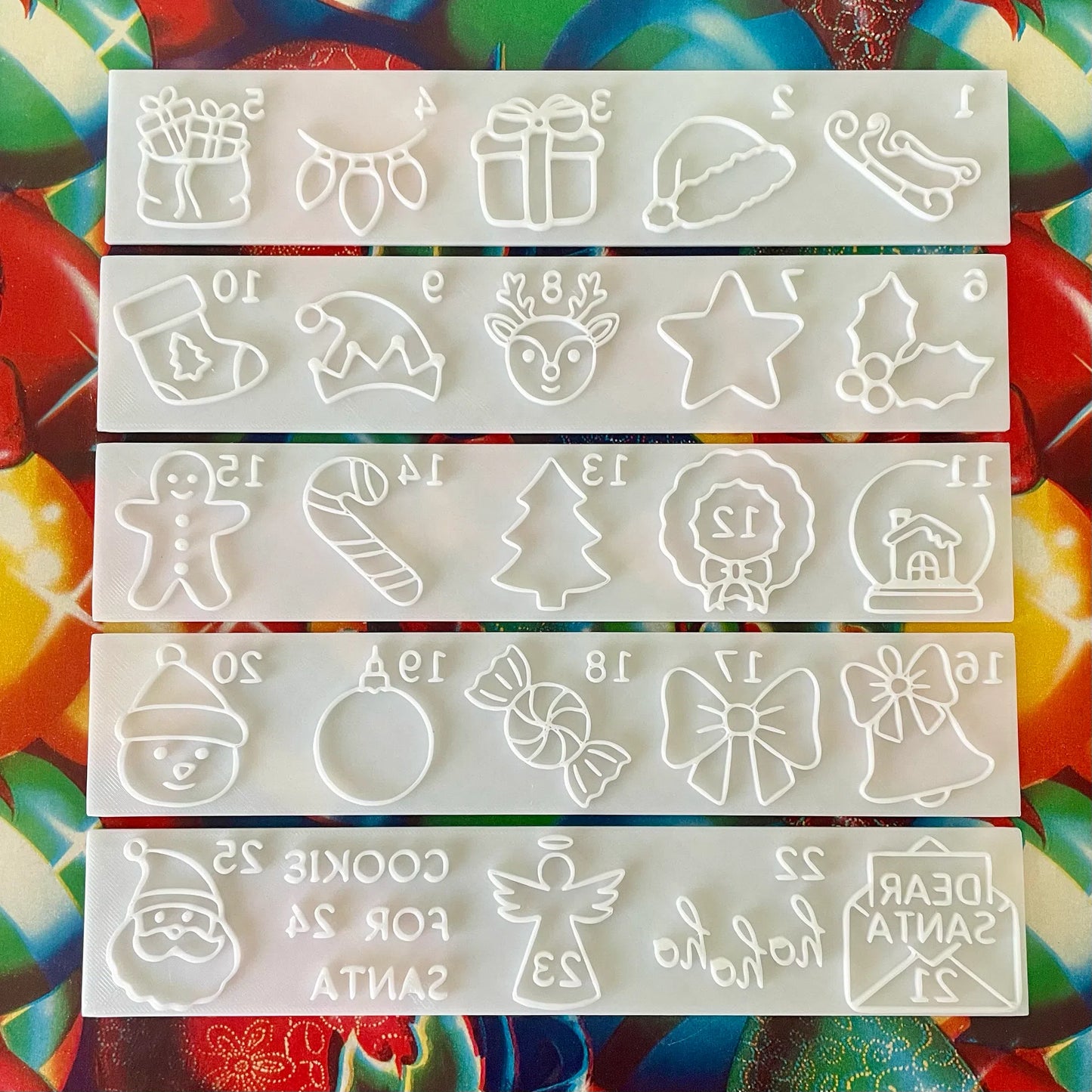 25 Day Christmas Advent Calendar (style 1) Cookie Cutter & Fondant Embosser