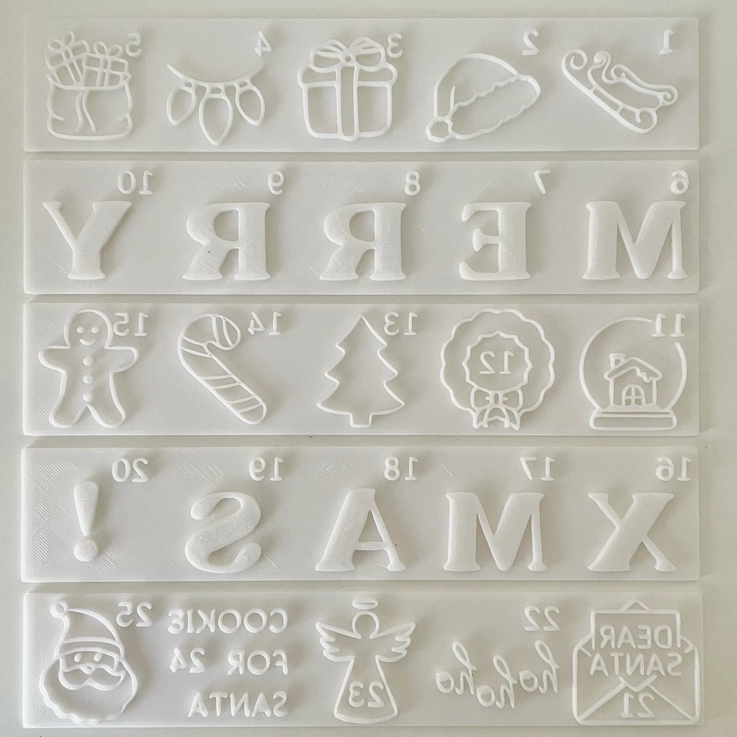 25 Day Christmas Advent Calendar (style 2) Cookie Cutter & Fondant Embosser