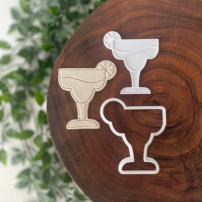 Margarita Glass with lime Cookie Cutter & Fondant Embosser