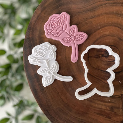 Long Stemmed Rose Cookie Cutter & Fondant Embosser